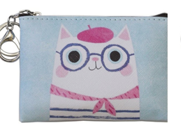 Zippered Pouch- Cat with Pink Hat