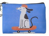 Zippered Pouch- Dog with Skateboard