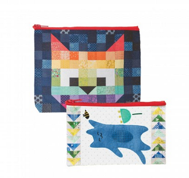 Eco Pouch Set - Patchwork Cats